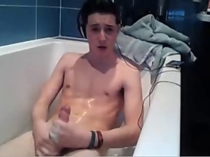 Cute Young Boy Cums On His Face In Bath