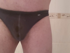 ejaculation of sperm into my new thong