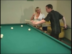 Big Tit Mature Fucked over a game of Pool