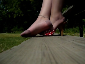 Pretty Toes & Hose 2 with Polk a dot Heels