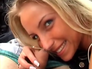 Polish blonde girl Monika suck dick in car
