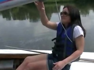 Lovely amateur Czech girl gets naked and slammed on a boat