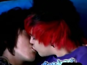 Beautiful and stylish sexy emo twinks making out lustly