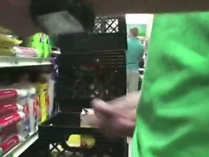 Guys jerks off at convenience store