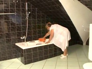 mature cleaning woman