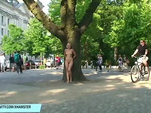 Hot blonde babes naked on public streets