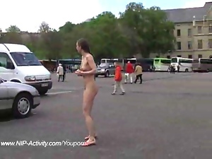 Naked chick in public streets