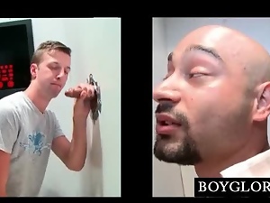 Cute guy picked up for sex gets gay BJ on gloryhole
