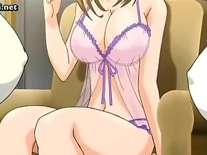 Anime babe rubbing big penis