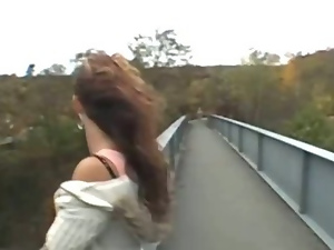 Amateur Girl Flashing Big Titties On A Public Bridge