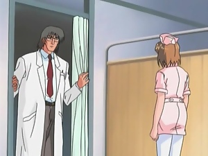 Hentai nurse tied up by doctor for kinky play