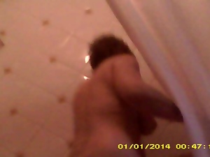 Voyeur of girlfriend getting out of shower