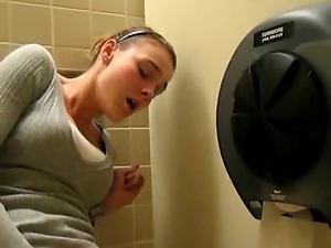 Girl masturbates on toilet