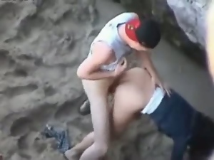 young couple fuck at the beach