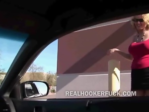 Street walker with swagger public sucking of a cock in a car