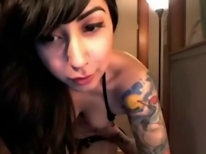 Tattooed Emo Slutty girl Showing Her Seductive Panties